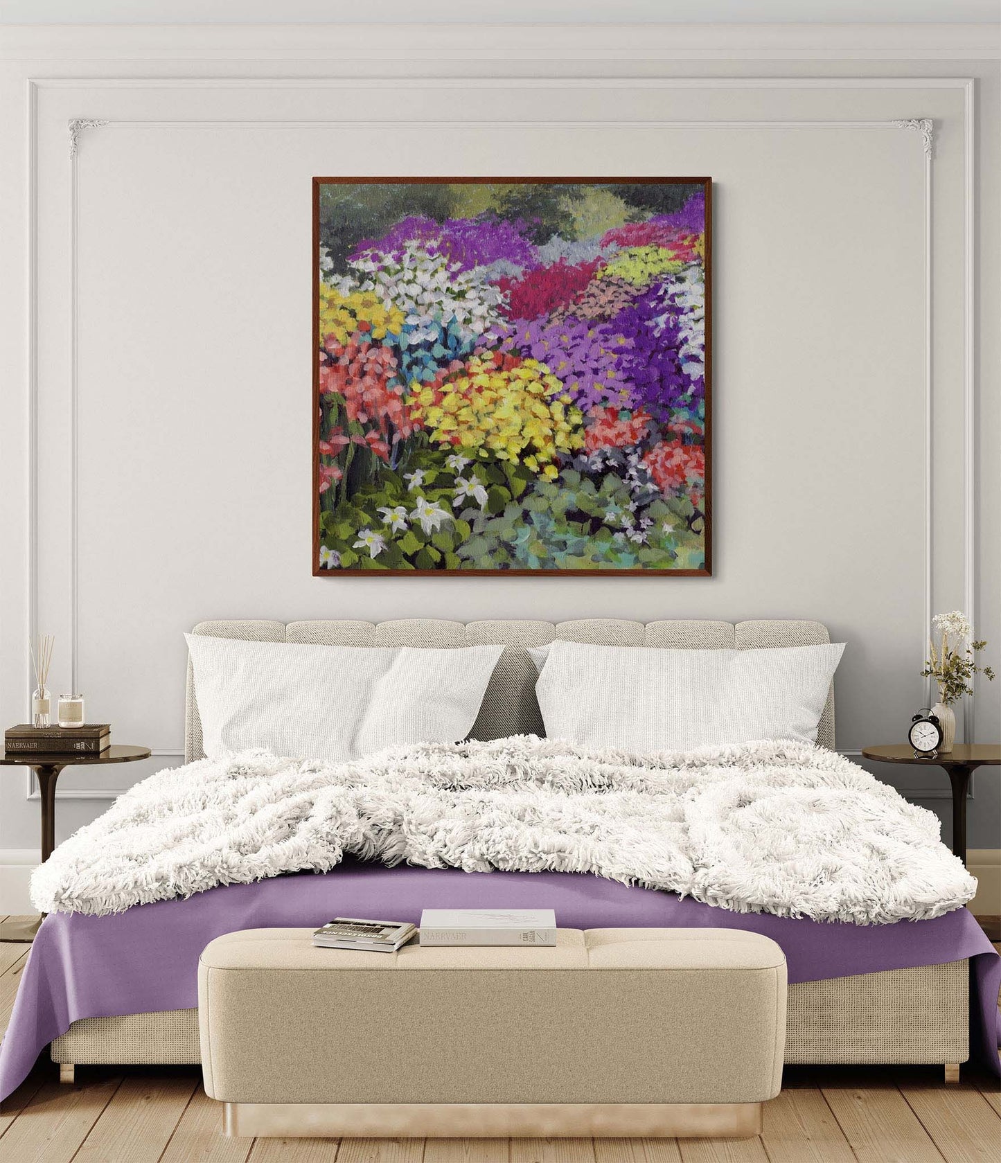 Fine Art Canvas Print - 24x24 30x30 36x36 40x40 42x42 44x44 48x48 inches | Floral Garden Three in Acrylic, CPS-2147