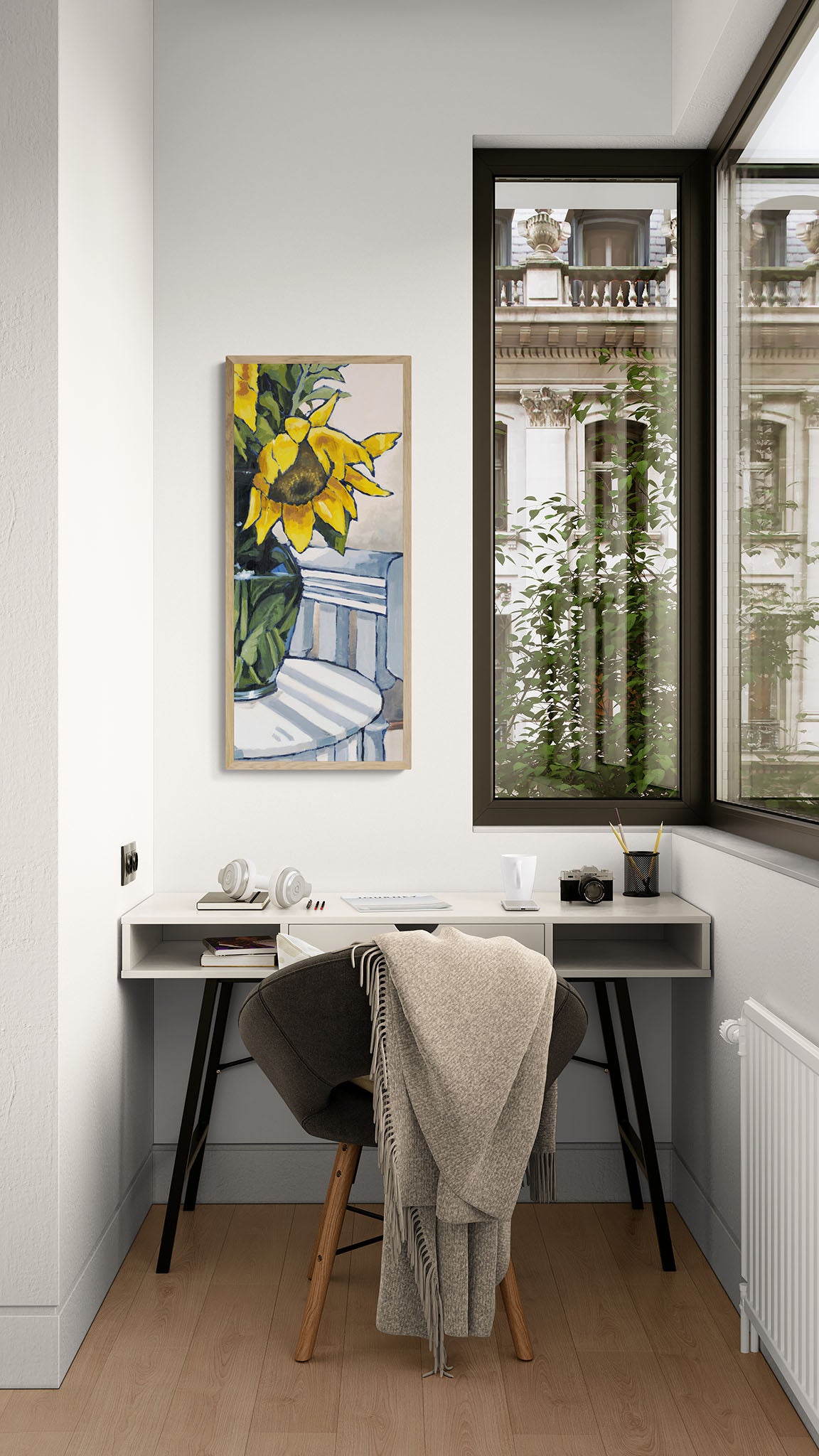 Fine Art Canvas Print - 12x28 16x37 20x47 24x56 inches | Sunflowers in Acrylic, CPT-1040-003