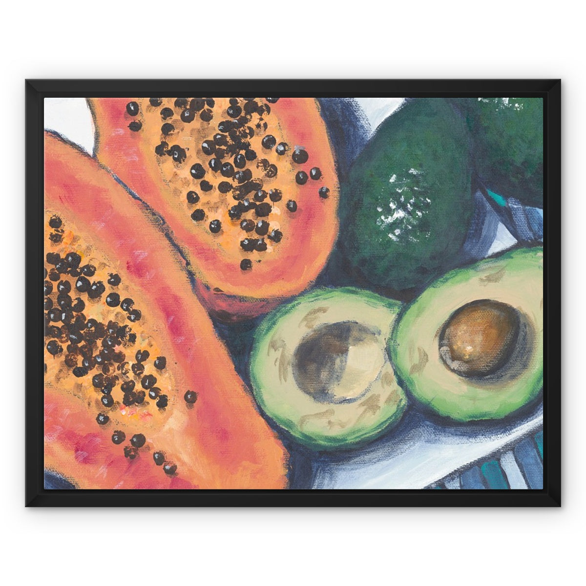 Framed Fine Art Canvas Print - 8x10 16x16 20x16 24x24 32x32 40x28  inches | Papaya & Avocados in Acrylic, FCH-1000-1105-MW