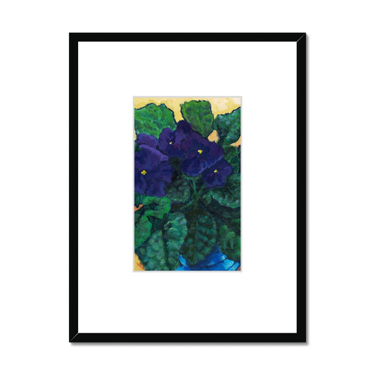Framed Fine Art Print, Faux Mat - 18x24 inches | African Violets in Acrylic, FMV-1090