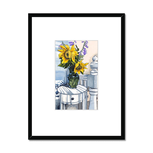 Framed Fine Art Print, Faux Mat - 18x24 inches | Sunflowers in Acrylic, FMV-1040-001