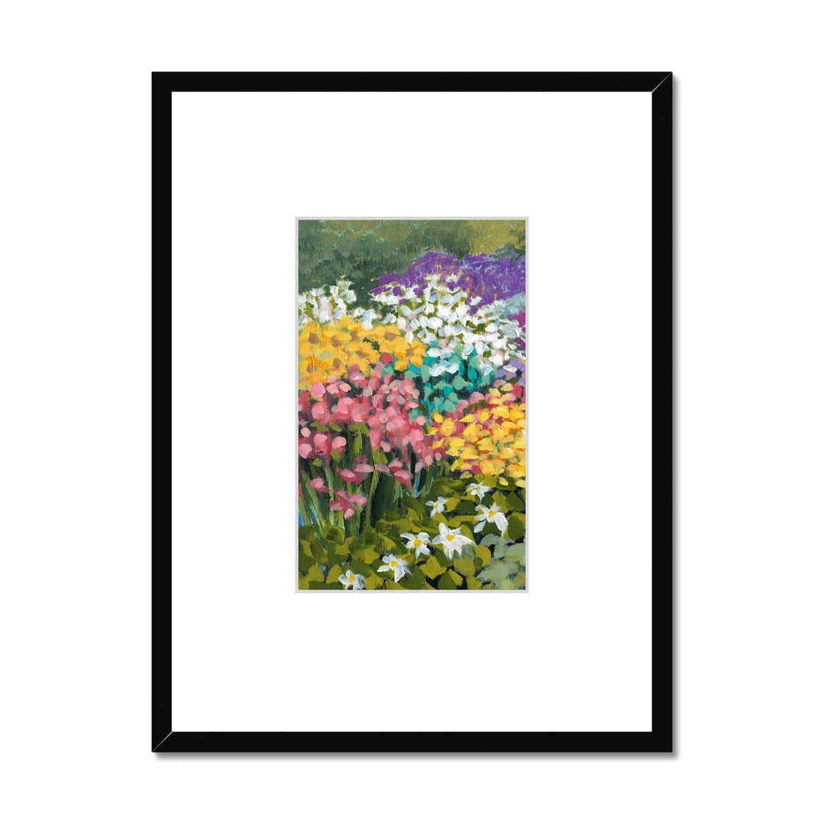 Framed Fine Art Print, Faux Mat - 18x24 inches | Floral Garden in Acrylic, FMV-1381-001