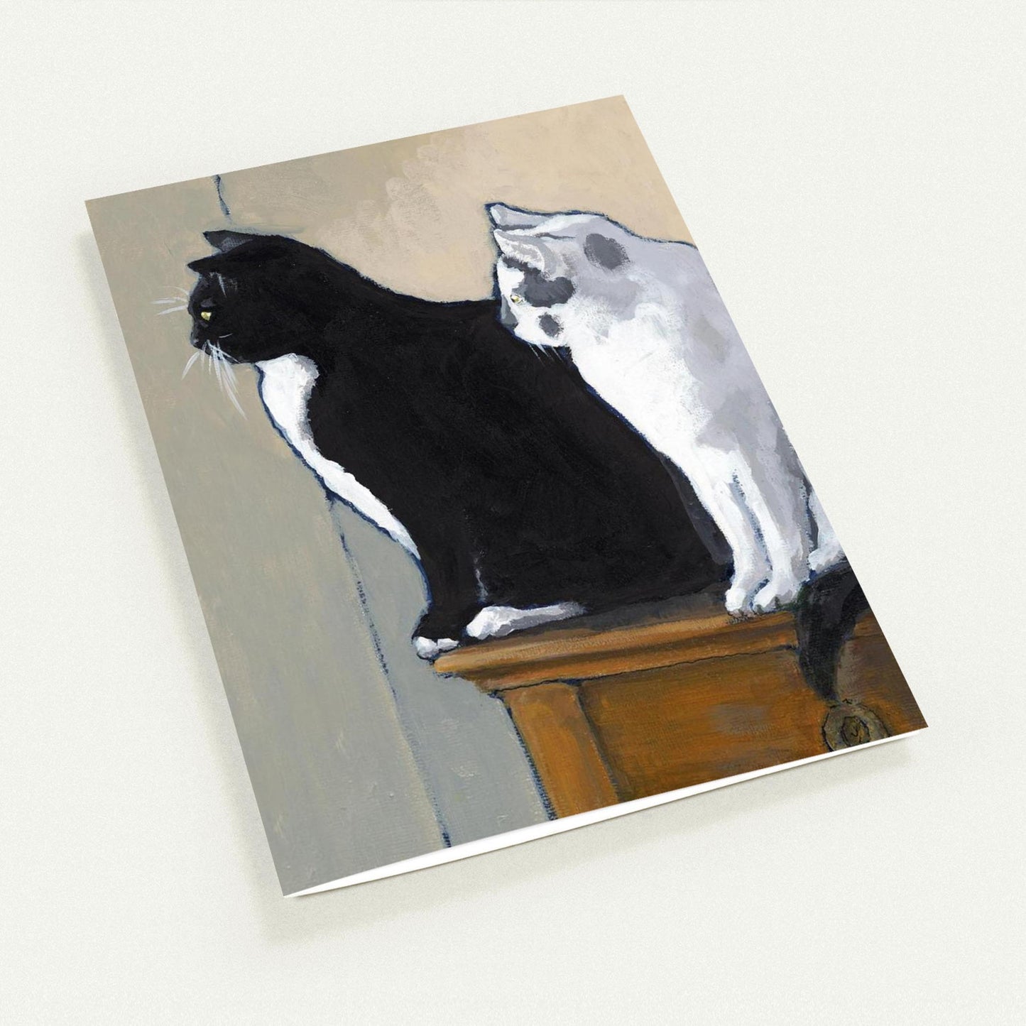 Black Cat White Cat — Fine Art Note Cards with Black & White Design, Blank Inside, Pack of 10 with Envelopes #NC-2022