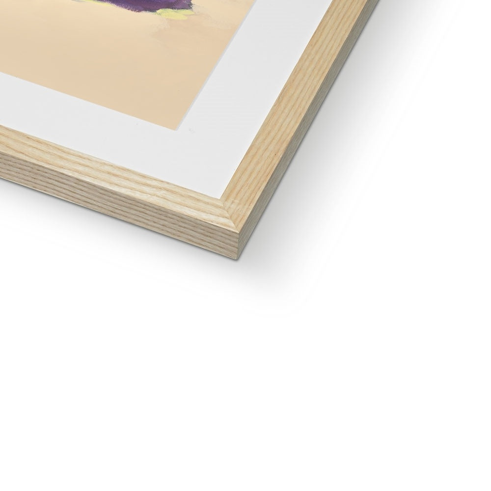 Framed Fine Art Print, White Mat - 8x8 12x12 16x16 20x20 24x24 28x28 36x36 inches | Purple & Yellow Tulips in Acrylic, FPS-1060-001