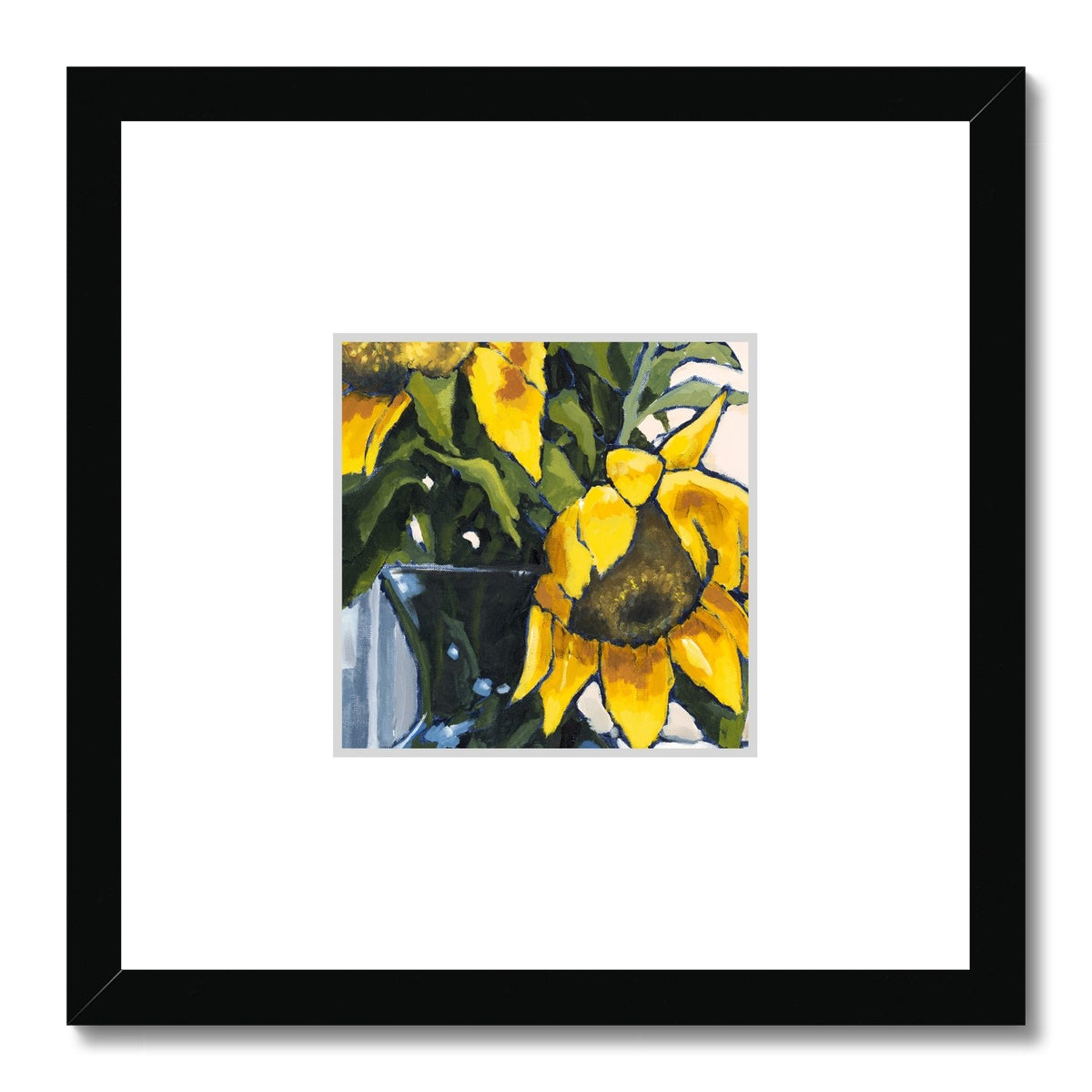 Framed Fine Art Print, Faux Mat - 12x12 inches | Sunflowers in Acrylic, FMS-1040-001