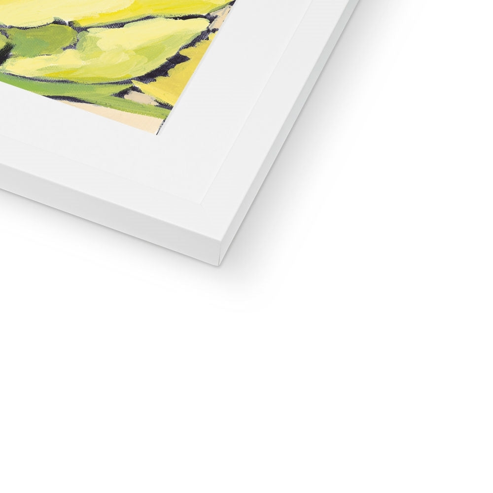 Framed Fine Art Print, White Mat - 8x8 12x12 16x16 20x20 24x24 inches | Purple & Yellow Tulips in Acrylic, FPS-1060-002