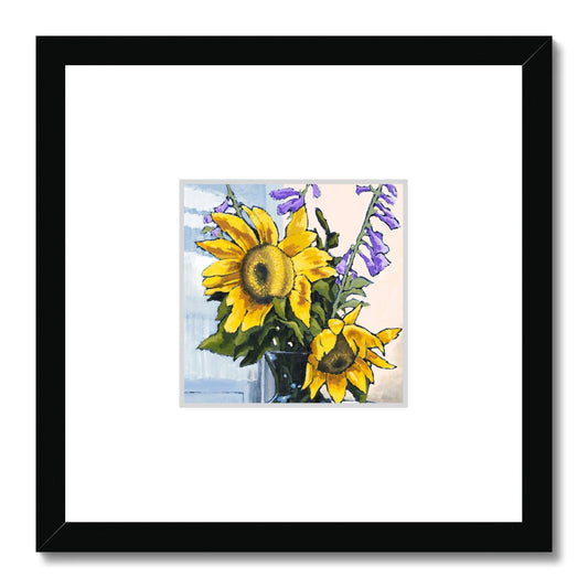 Framed Fine Art Print, Faux Mat - 12x12 inches | Sunflowers in Acrylic, FMS-1040-002
