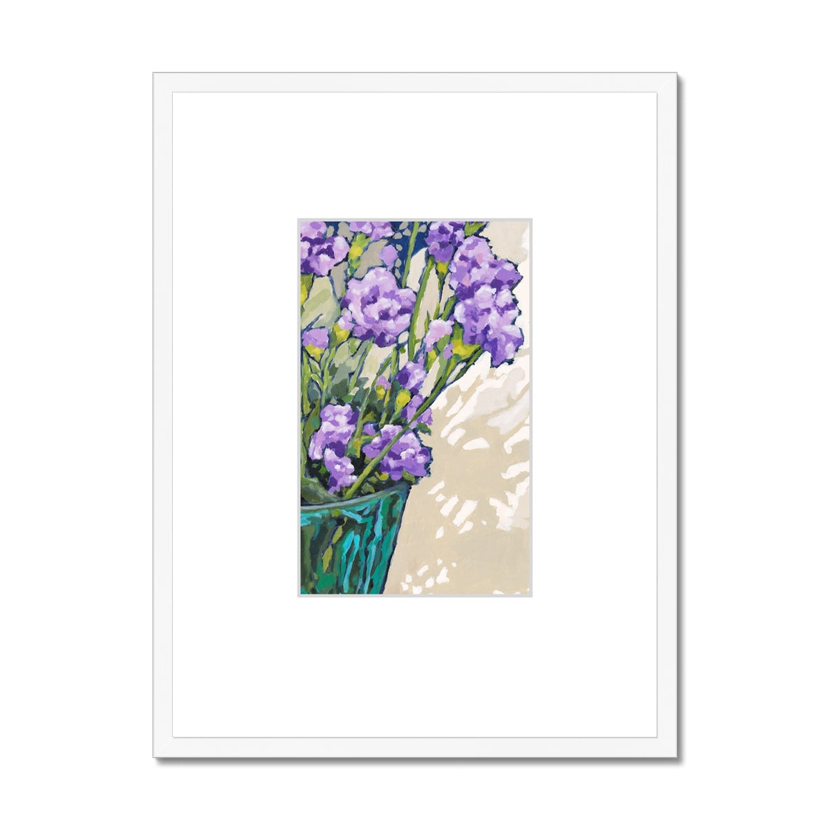 Framed Fine Art Print, Faux Mat - 18x24 inches | Mauve Carnations in Acrylic, FMV-1070