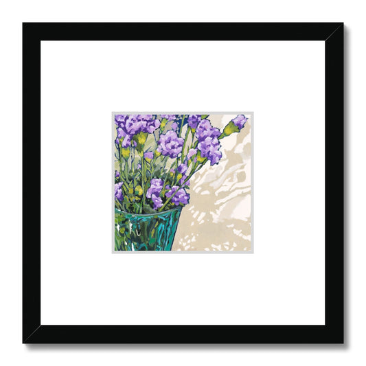 Framed Fine Art Print, Faux Mat - 12x12 inches | Mauve Carnations in Acrylic, FMS-1070-001