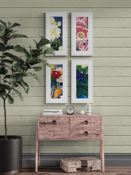 Framed Fine Art Print, White Mat - 12x24 inches | White Peonies, FPT-1050-1120