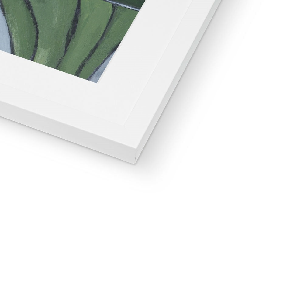 Framed Fine Art Print, White Mat - 8x12 12x16 12x18 inches | Yellow Tulips in Acrylic, FPV-1120-002