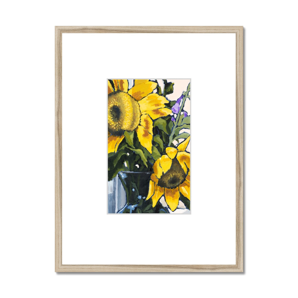 Framed Fine Art Print, Faux Mat - 18x24 inches | Sunflowers in Acrylic, FMV-1040-002