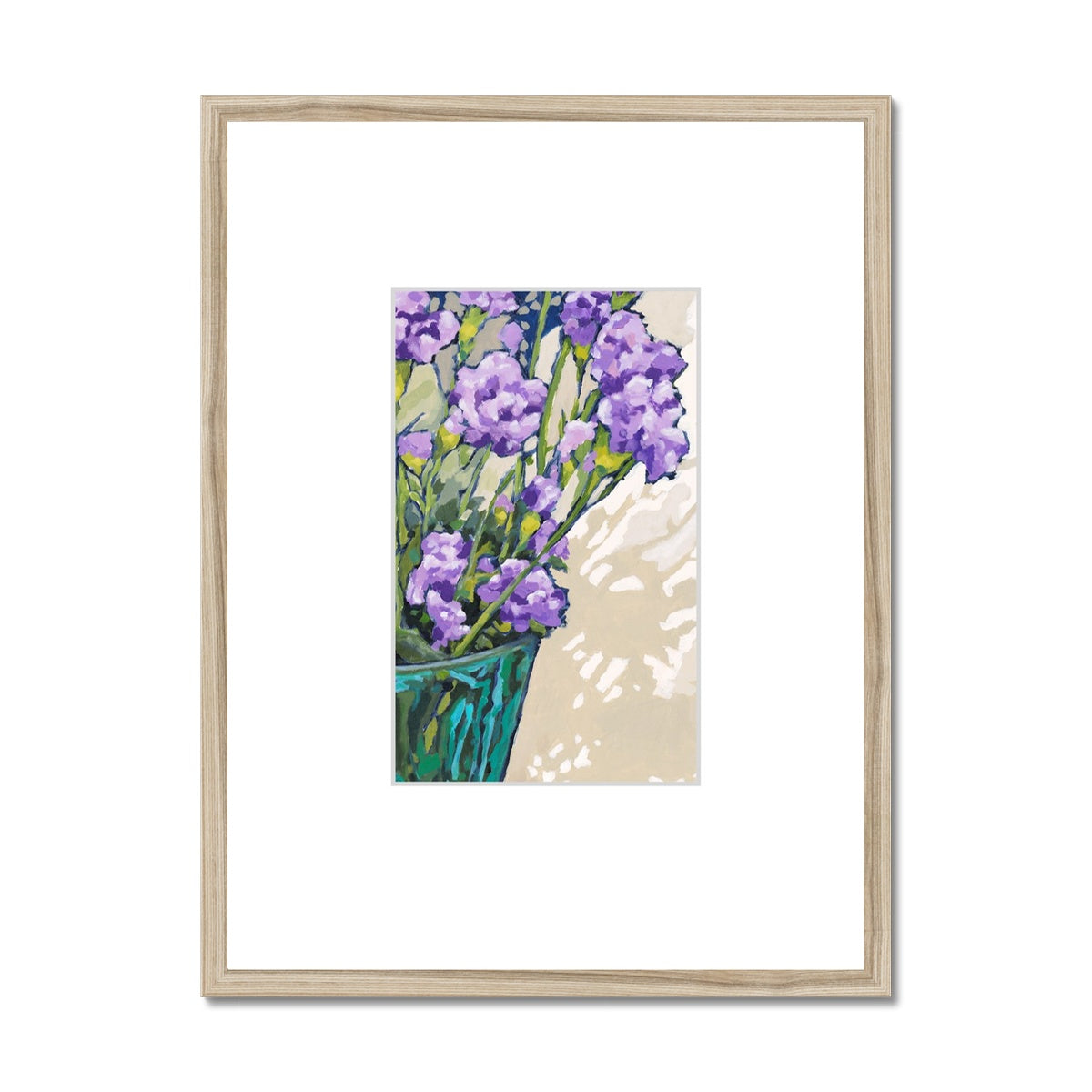 Framed Fine Art Print, Faux Mat - 18x24 inches | Mauve Carnations in Acrylic, FMV-1070