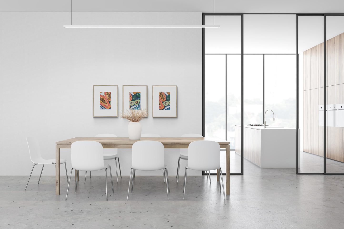 Framed Fine Art Print, Faux Mat - 18x24 inches | Papaya & Avocados in Acrylic, FMV-1000-1105-002