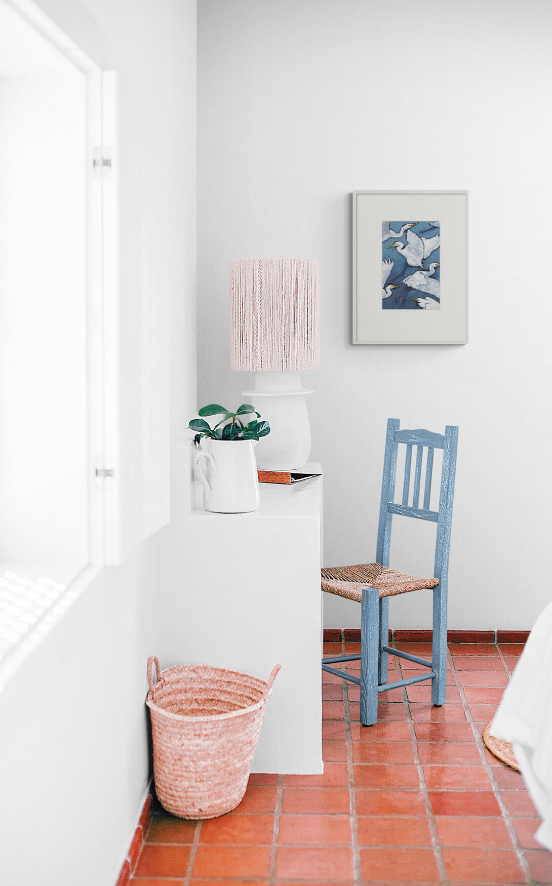 Framed Fine Art Print, Faux Mat - 18x24 inches | White Herons in Acrylic, FMV-1020-001