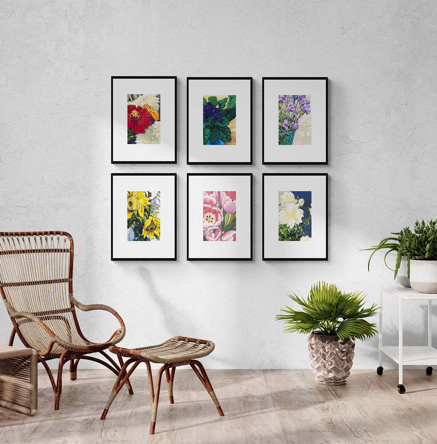 Framed Fine Art Print, Faux Mat - 18x24 inches | Pink Tulips in Acrylic, FMV-1080