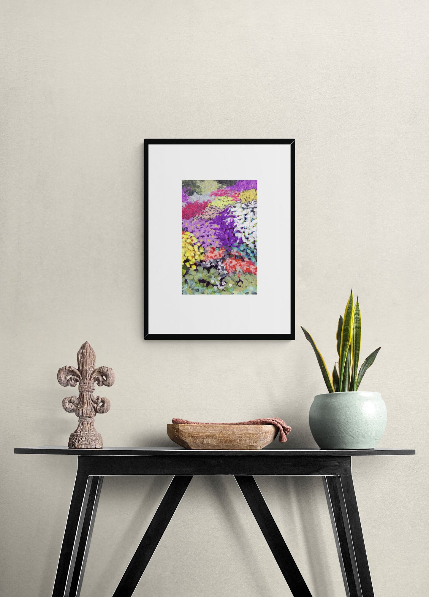 Framed Fine Art Print, Faux Mat - 18x24 inches | Floral Garden Three in Acrylic, FMV-1000-1147-003