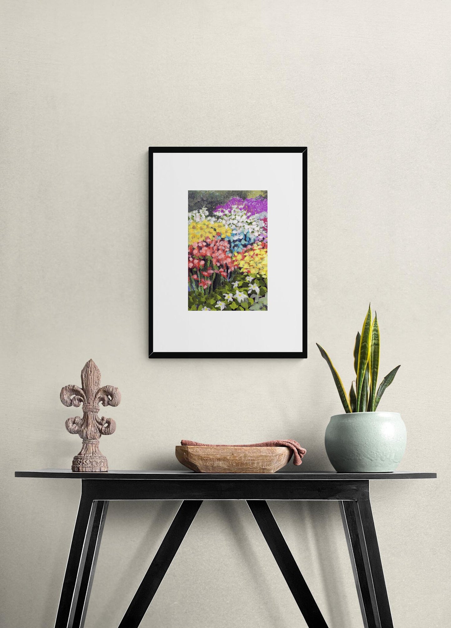 Framed Fine Art Print, Faux Mat - 18x24 inches | Floral Garden Three in Acrylic, FMV-1000-1147-001