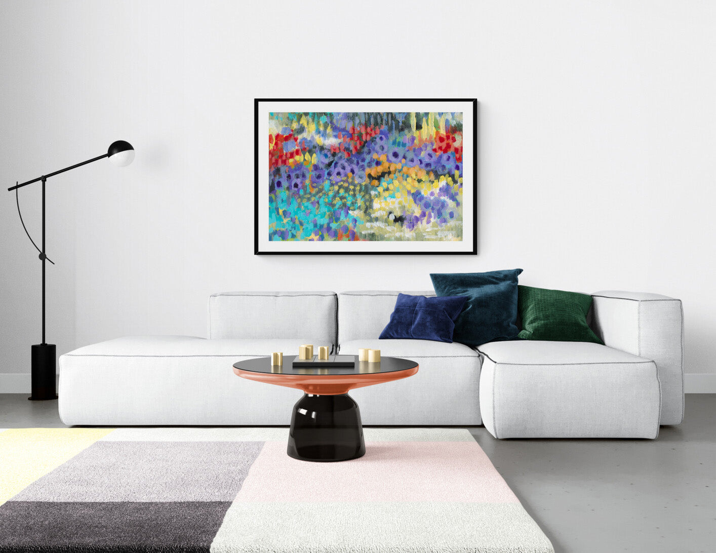 Framed Fine Art Print, White Mat - 14x12 19x16 24x20 29x24 34x28 39x32 inches | Floral Garden Two in Acrylic, FPH-1000-1145
