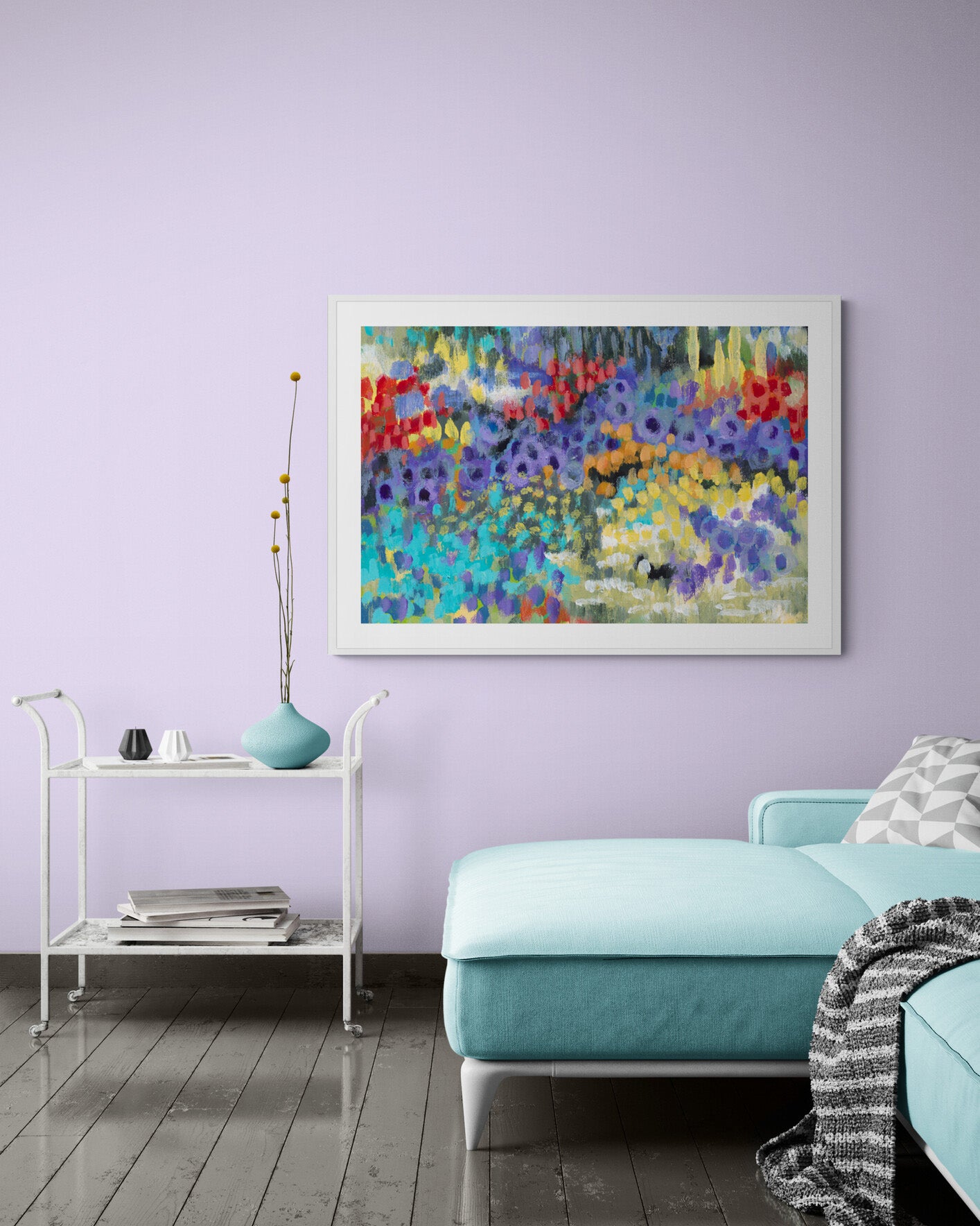 Framed Fine Art Print, White Mat - 14x12 19x16 24x20 29x24 34x28 39x32 inches | Floral Garden Two in Acrylic, FPH-1000-1145