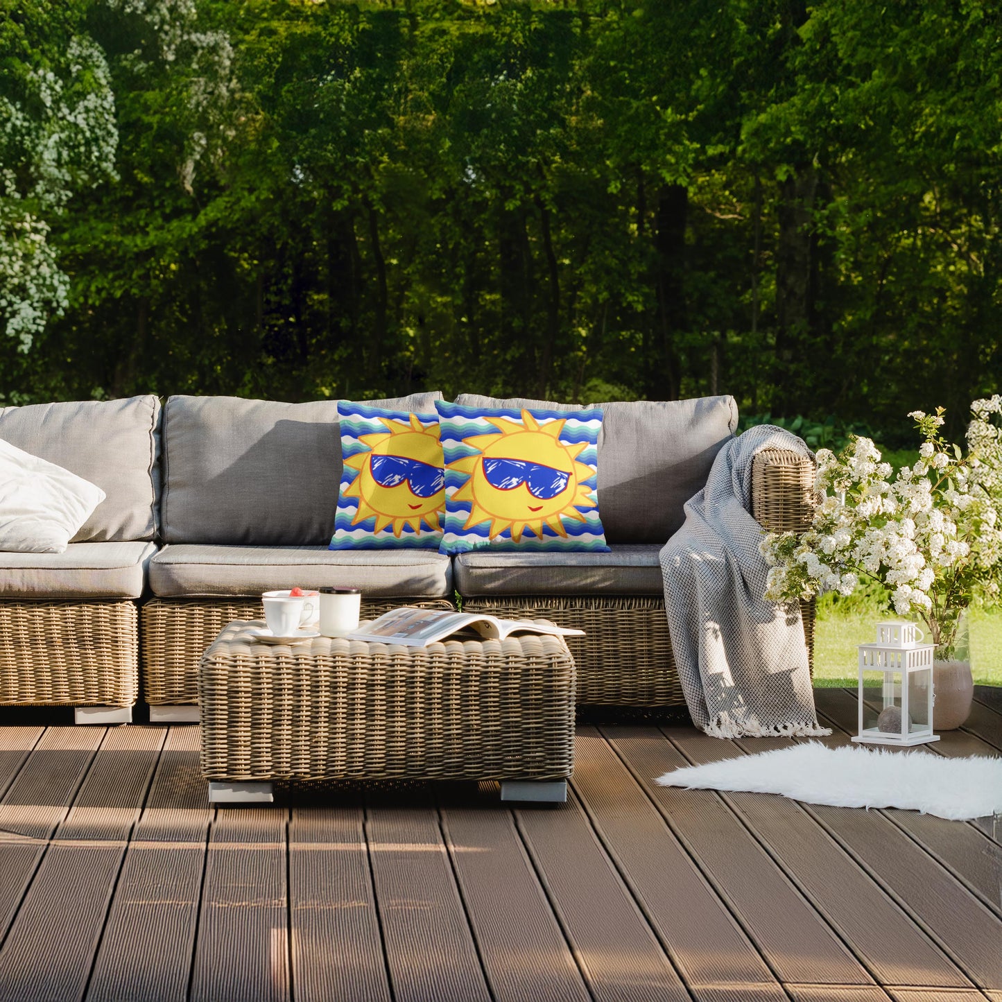 Outdoor Pillow with Cheerful Sunfilled Vibes | OPSF