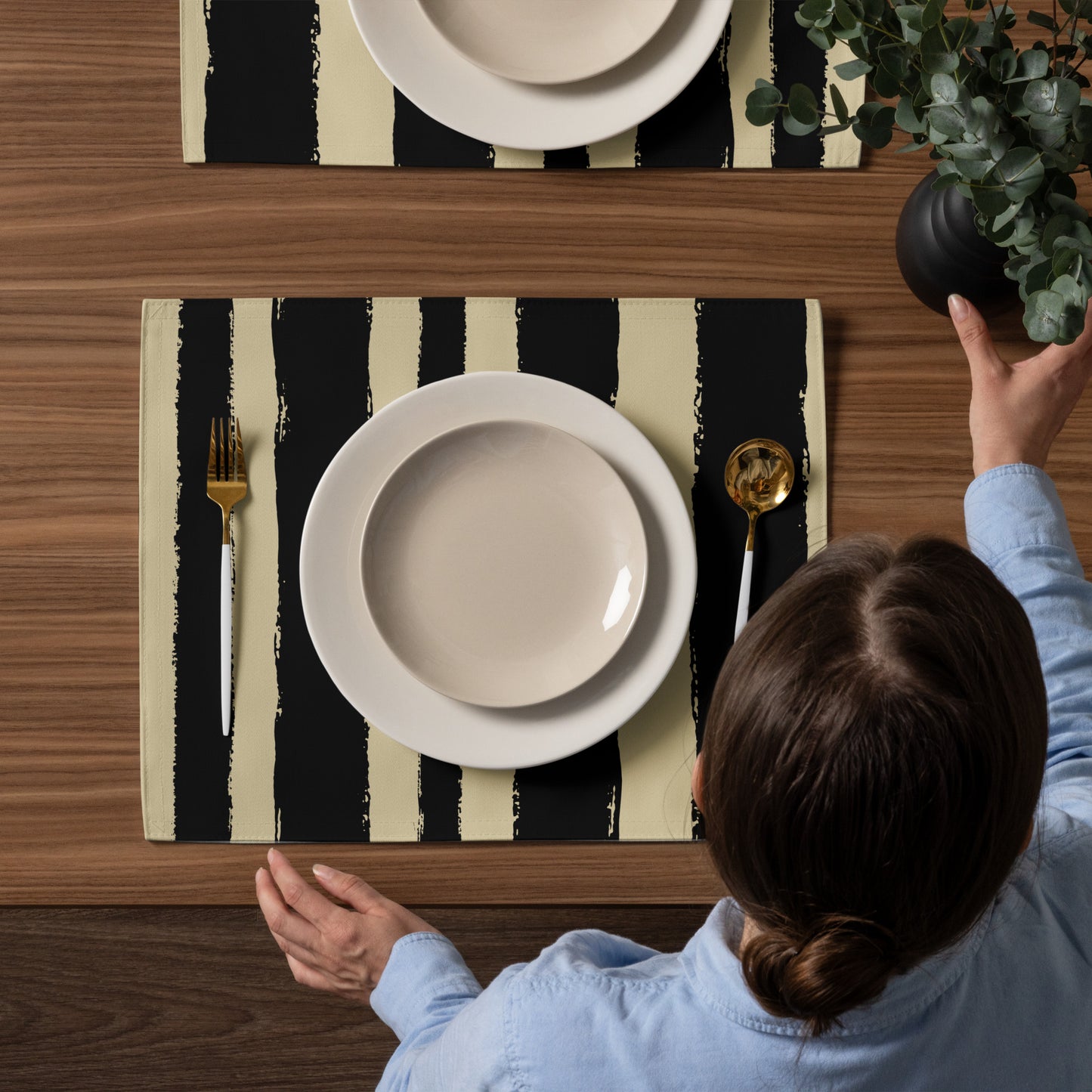 Placemat Set with Hand-painted Brush Stroke Print | PSBS-1014