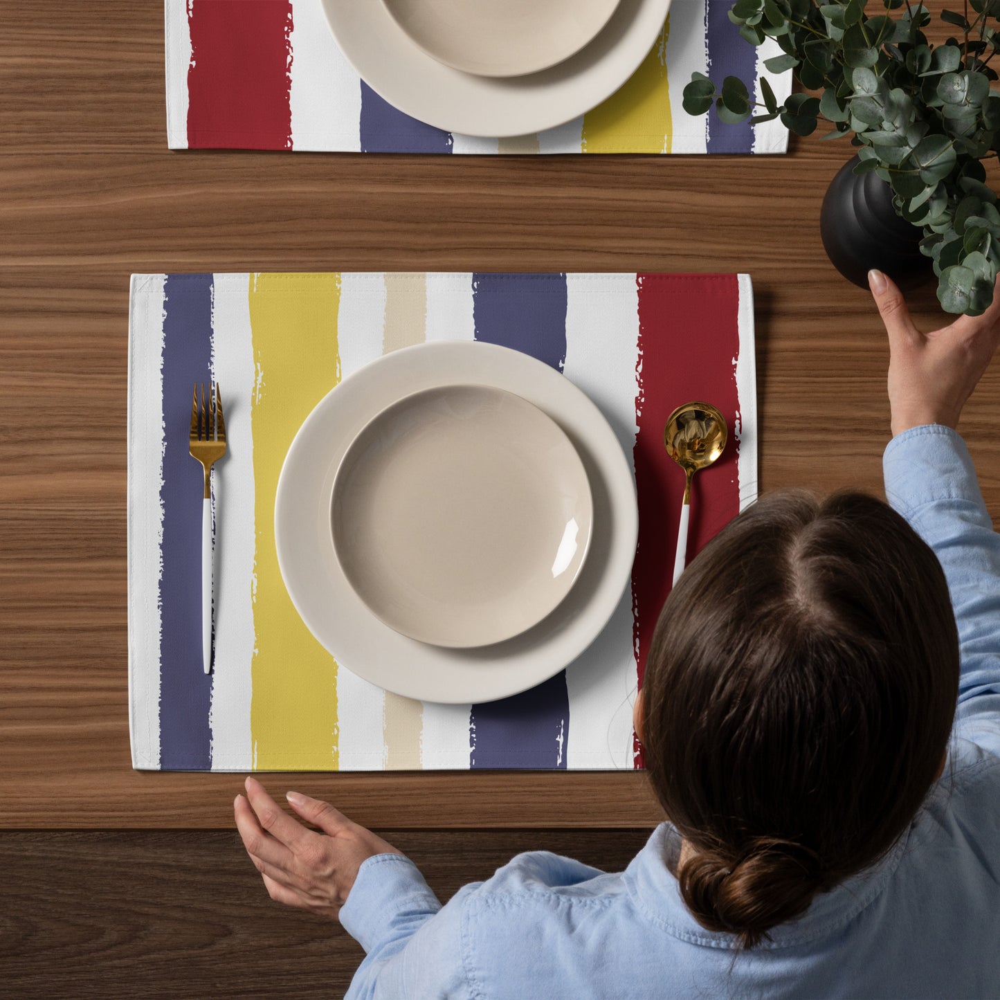 Placemat Set with Hand-painted Brush Stroke Print | PSBS-1030