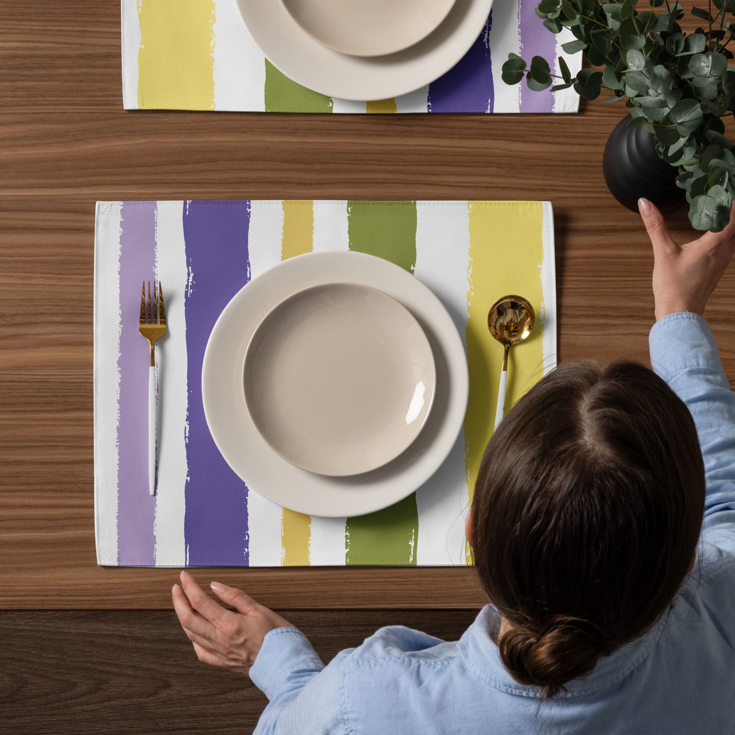 Placemat Set with Hand-painted Brush Stroke Print | PSBS-1040