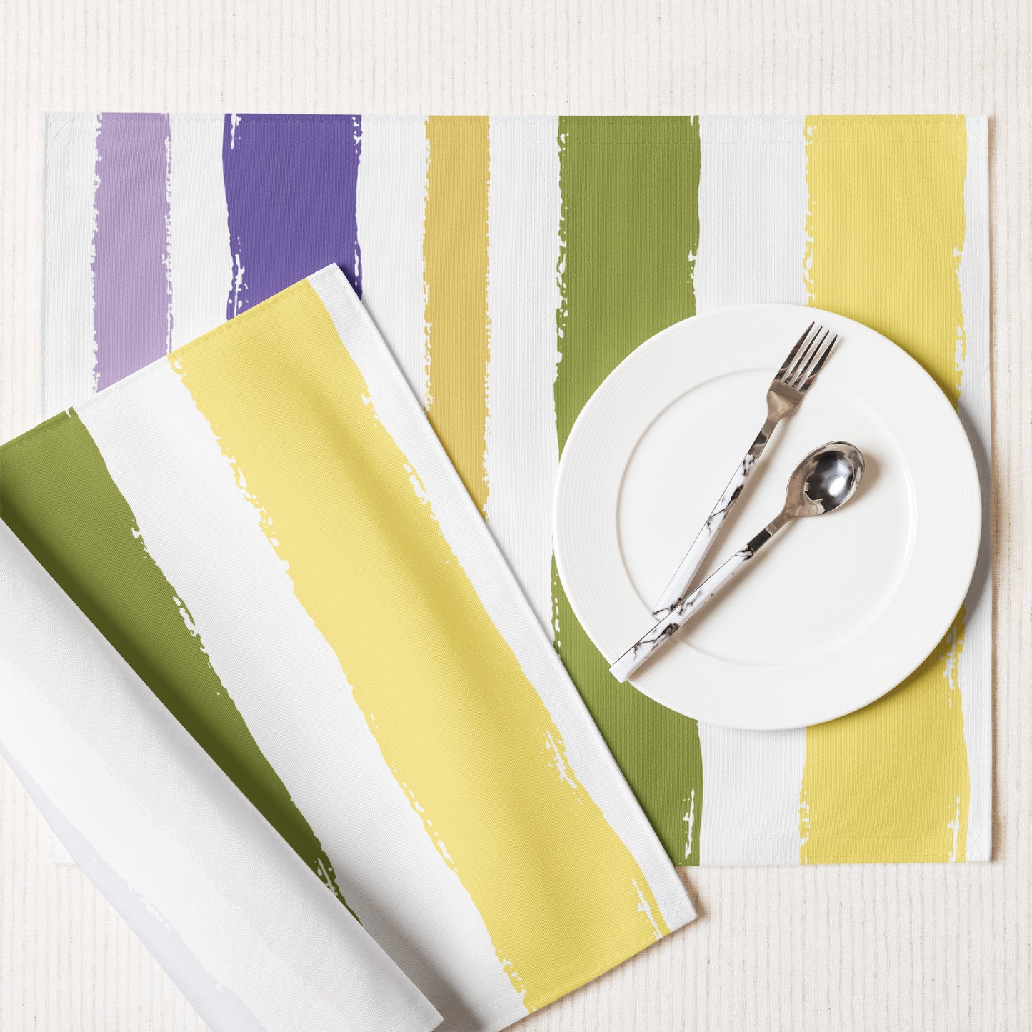 Placemat Set with Hand-painted Brush Stroke Print | PSBS-1040