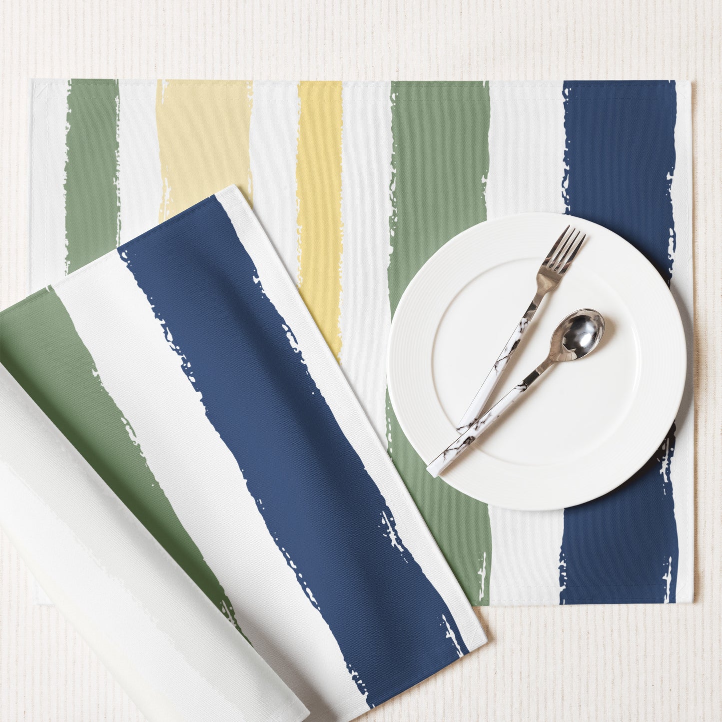 Placemat Set with Hand-painted Brush Stroke Print | PSBS-1050
