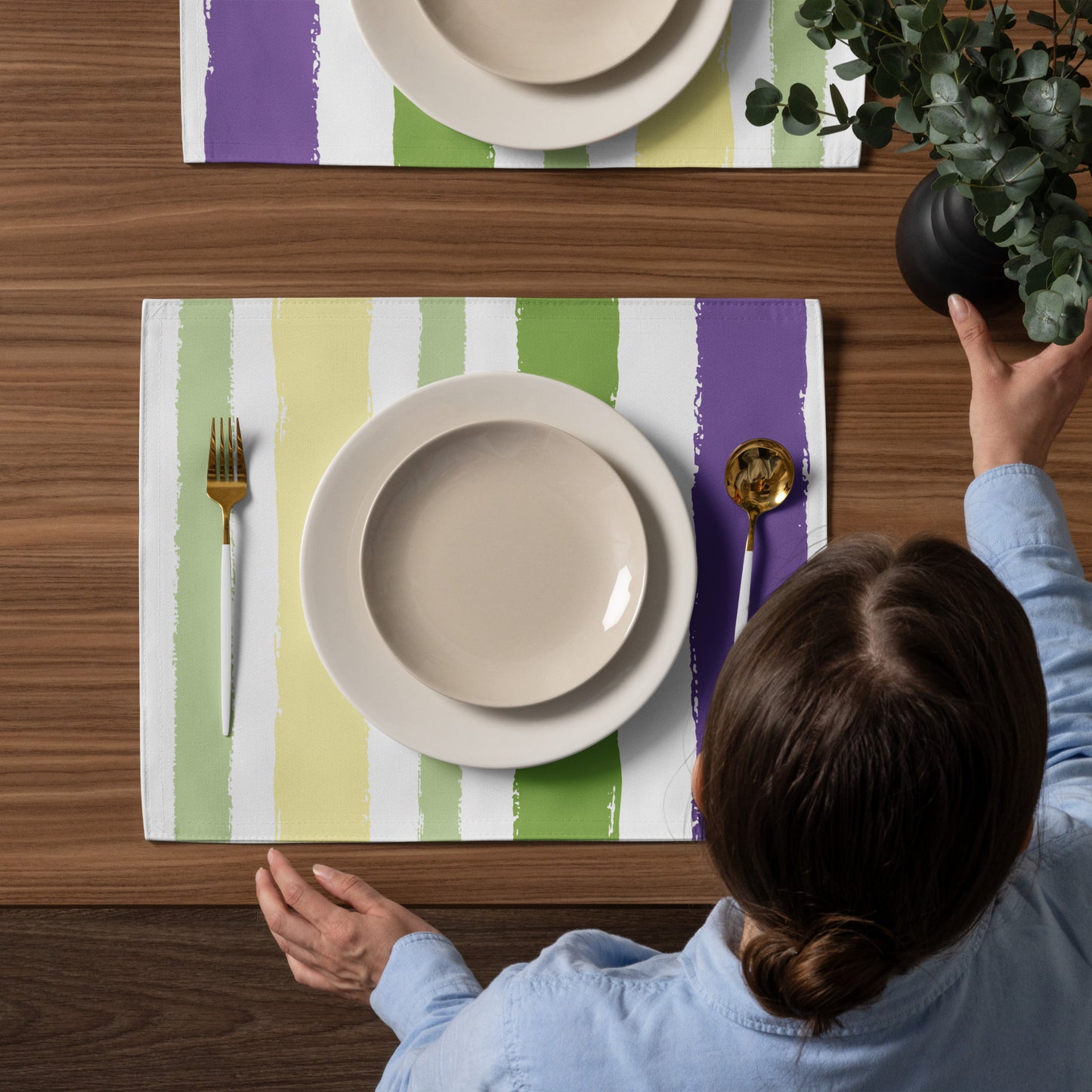 Placemat Set with Hand-painted Brush Stroke Print | PSBS-1060