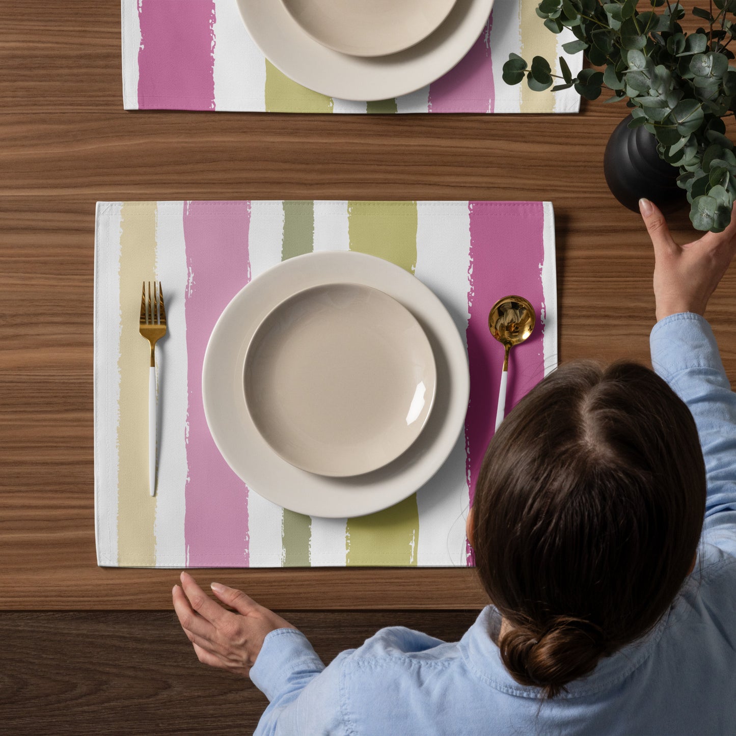 Placemat Set with Hand-painted Brush Stroke Print | PSBS-1080