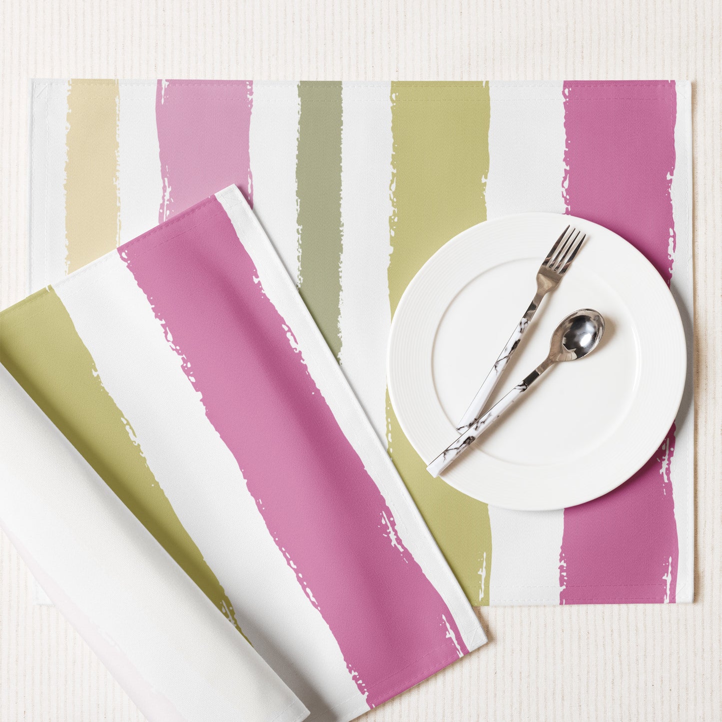 Placemat Set with Hand-painted Brush Stroke Print | PSBS-1080