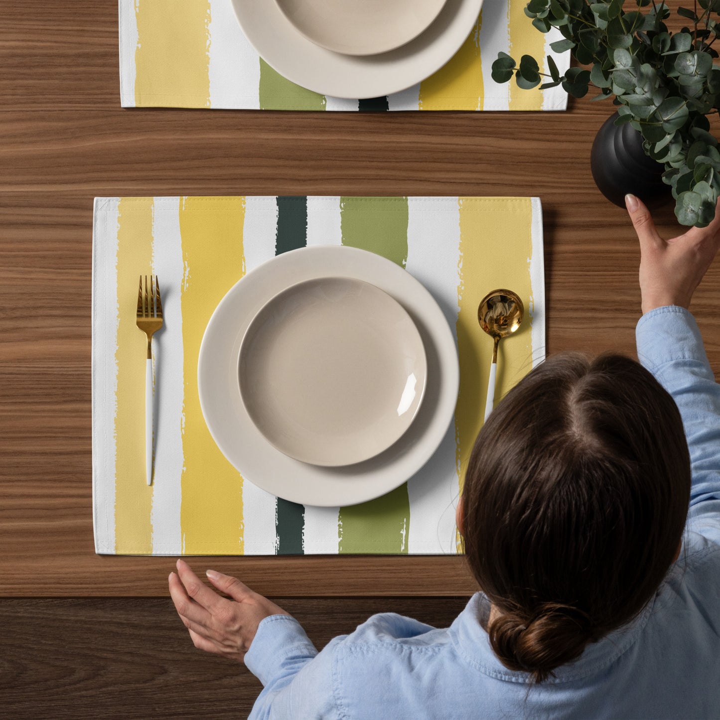 Placemat Set with Hand-painted Brush Stroke Print | PSBS-1120
