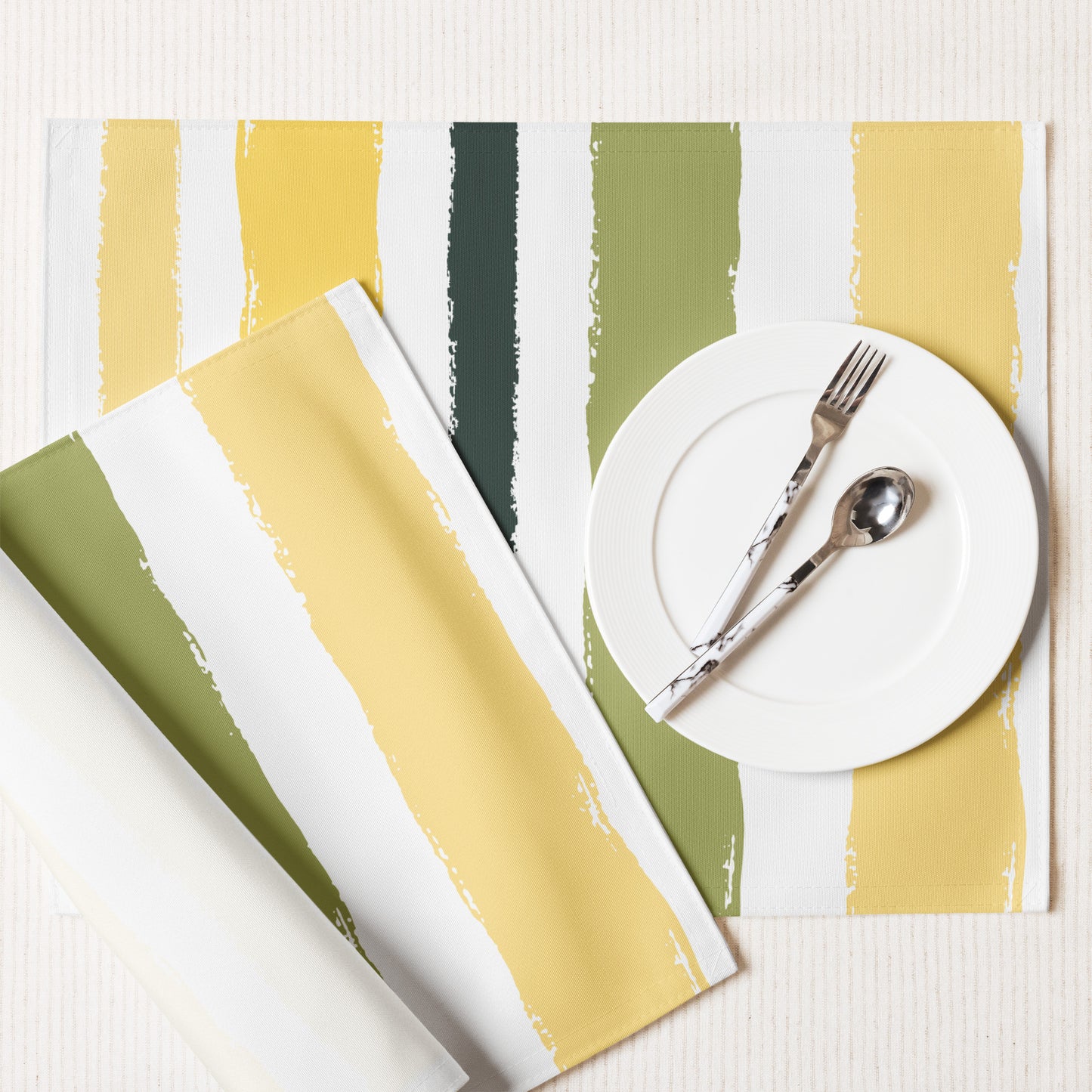 Placemat Set with Hand-painted Brush Stroke Print | PSBS-1120