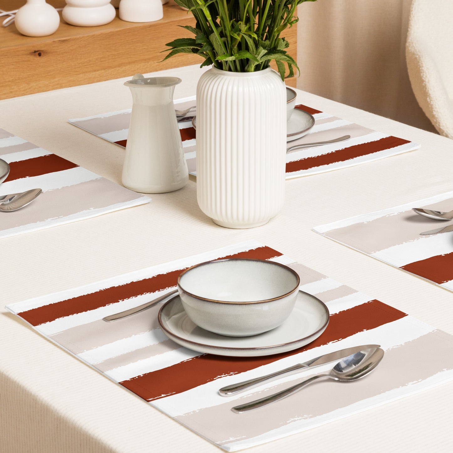Placemat Set with Hand-painted Brush Stroke Print | PSBS-1134
