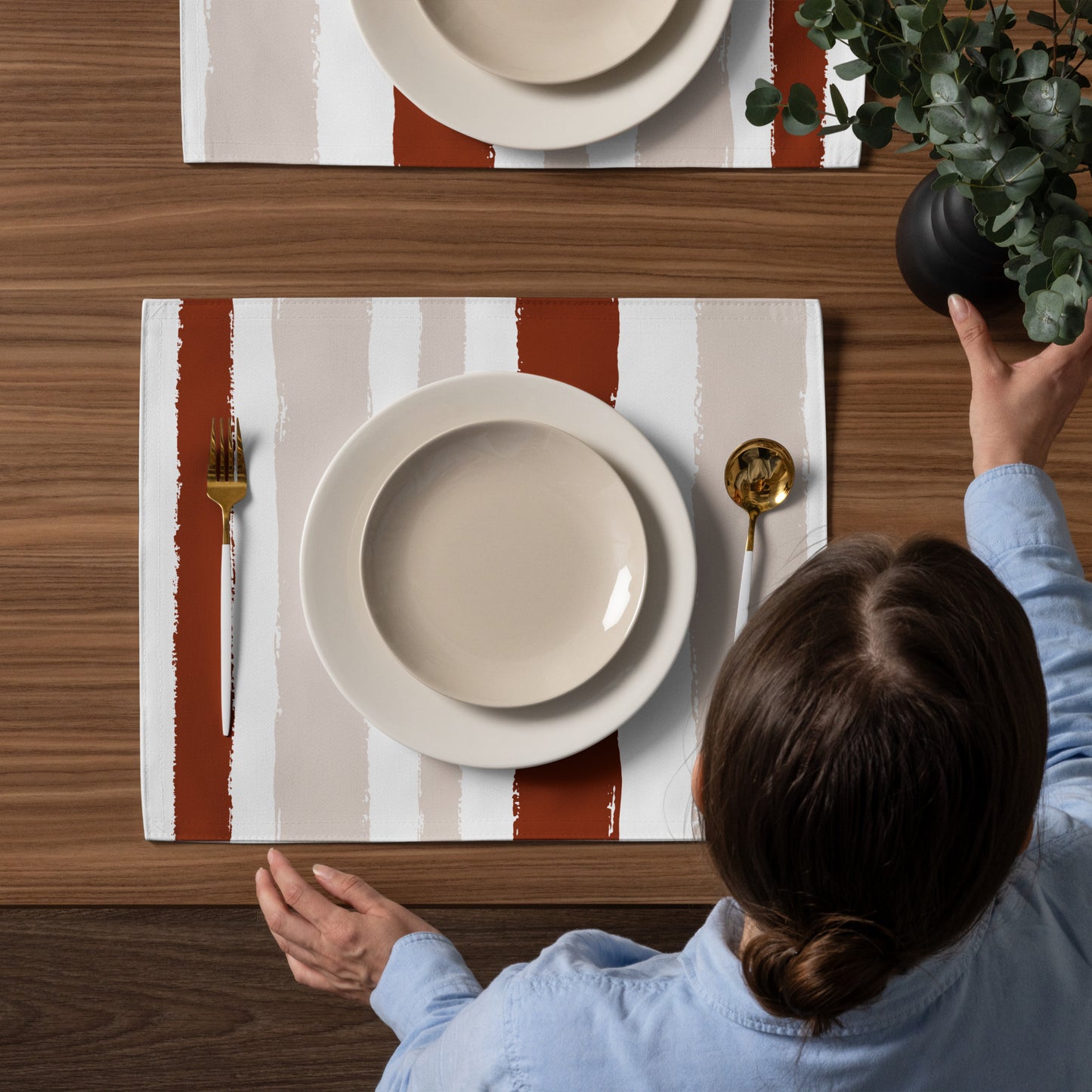 Placemat Set with Hand-painted Brush Stroke Print | PSBS-1134