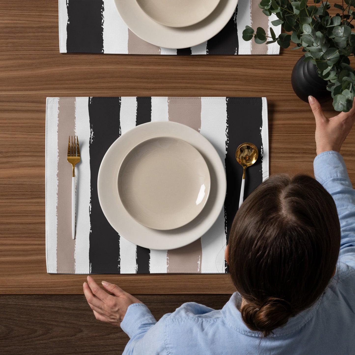 Placemat Set with Hand-painted Brush Stroke Print | PSBS-1138