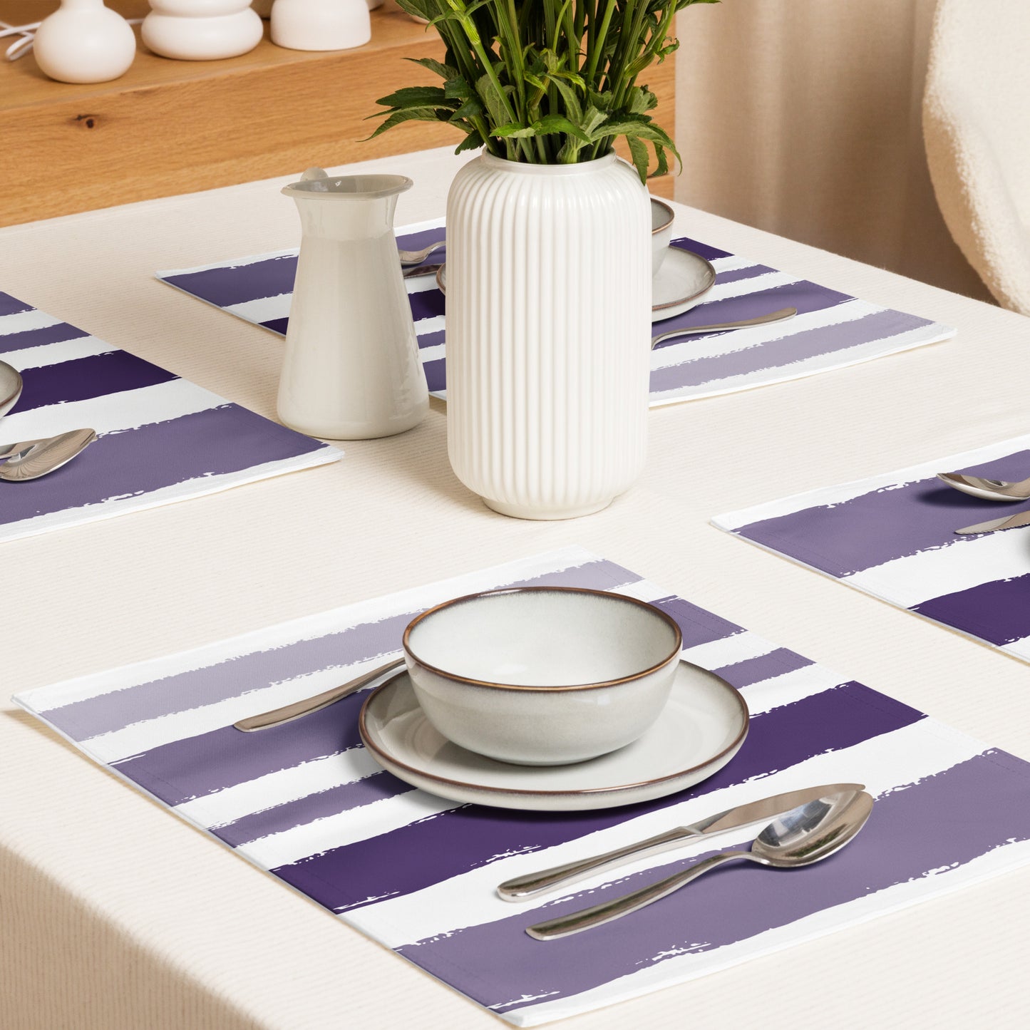 Placemat Set with Hand-painted Brush Stroke Print | PSBS-1143