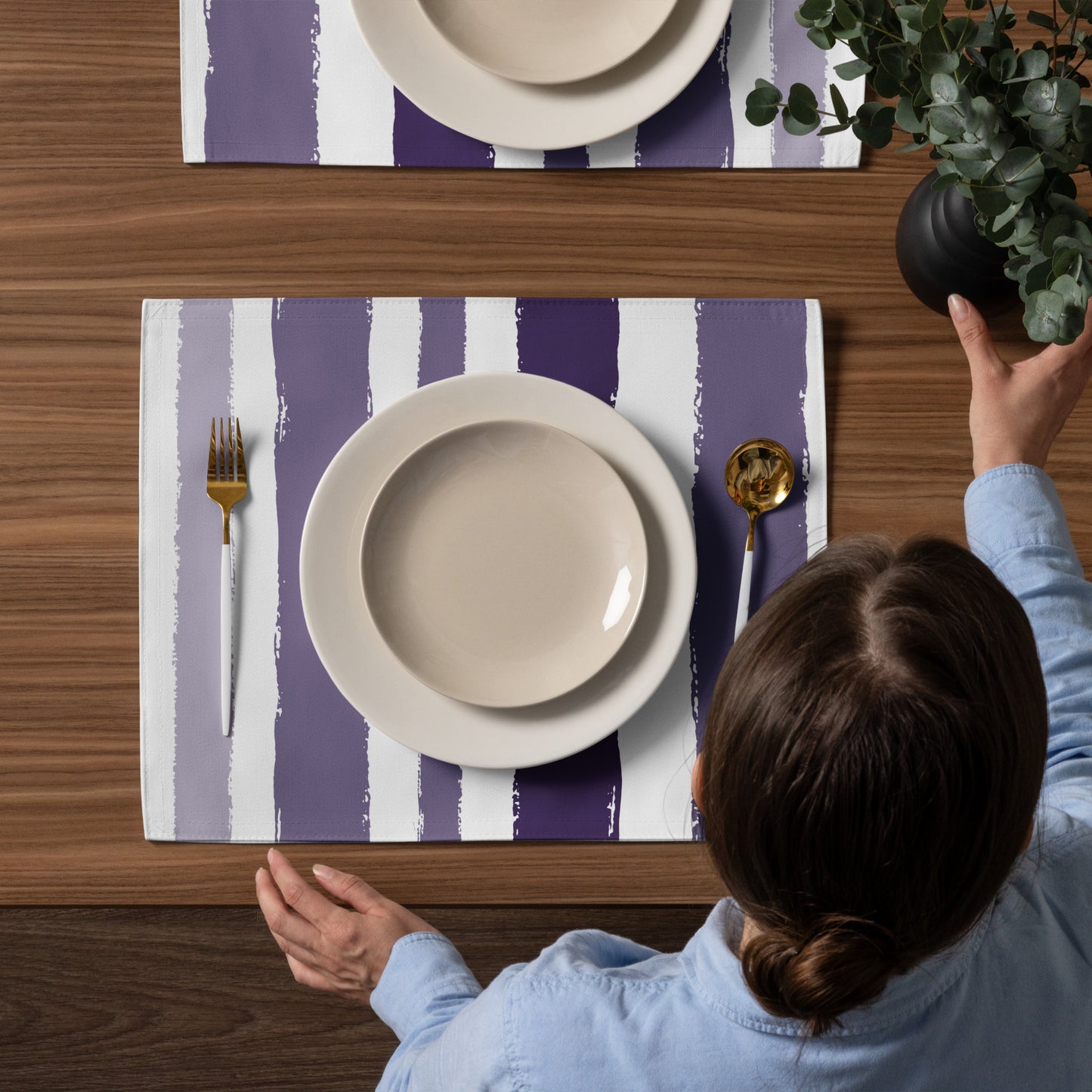 Placemat Set with Hand-painted Brush Stroke Print | PSBS-1143