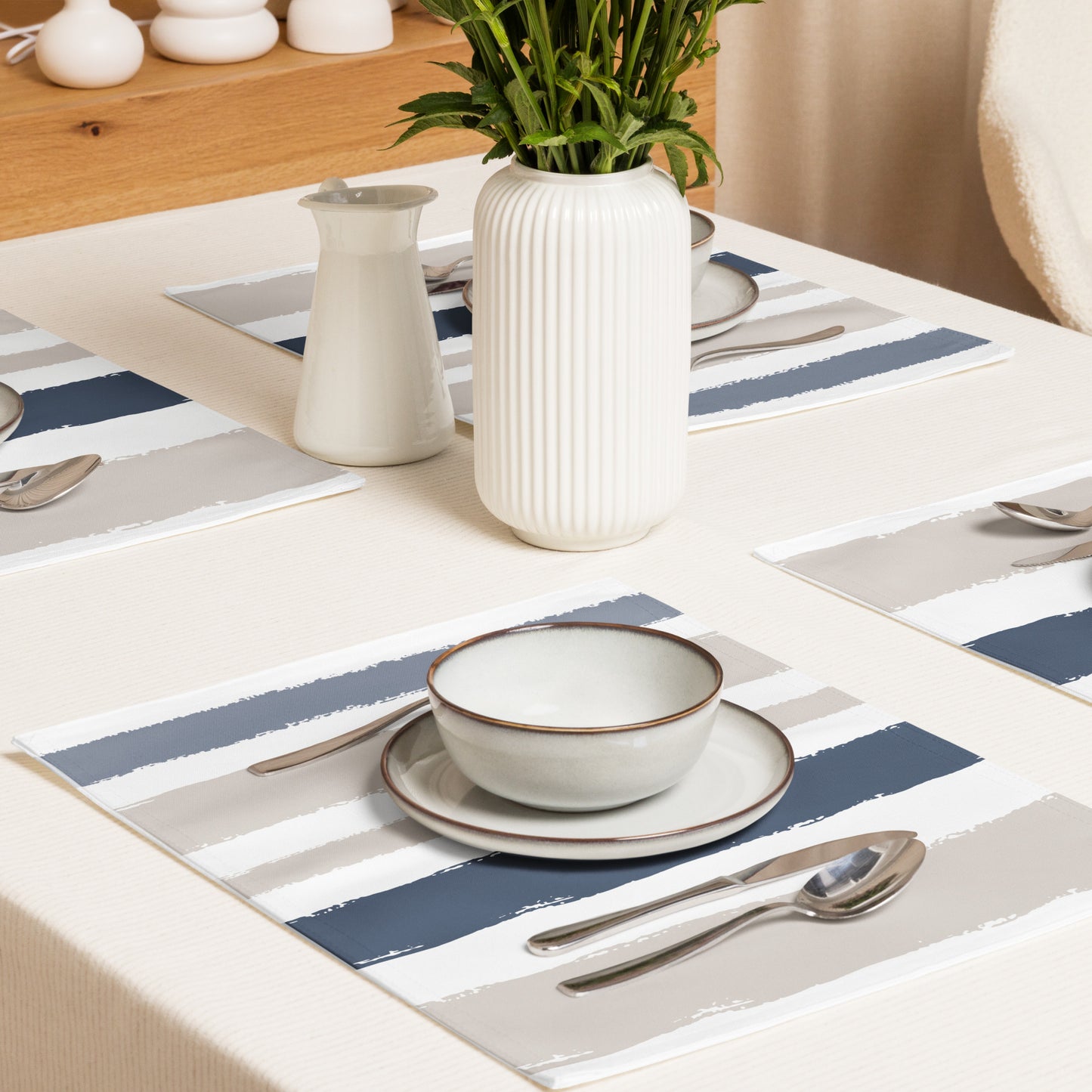 Placemat Set with Hand-painted Brush Stroke Print | PSBS-1162