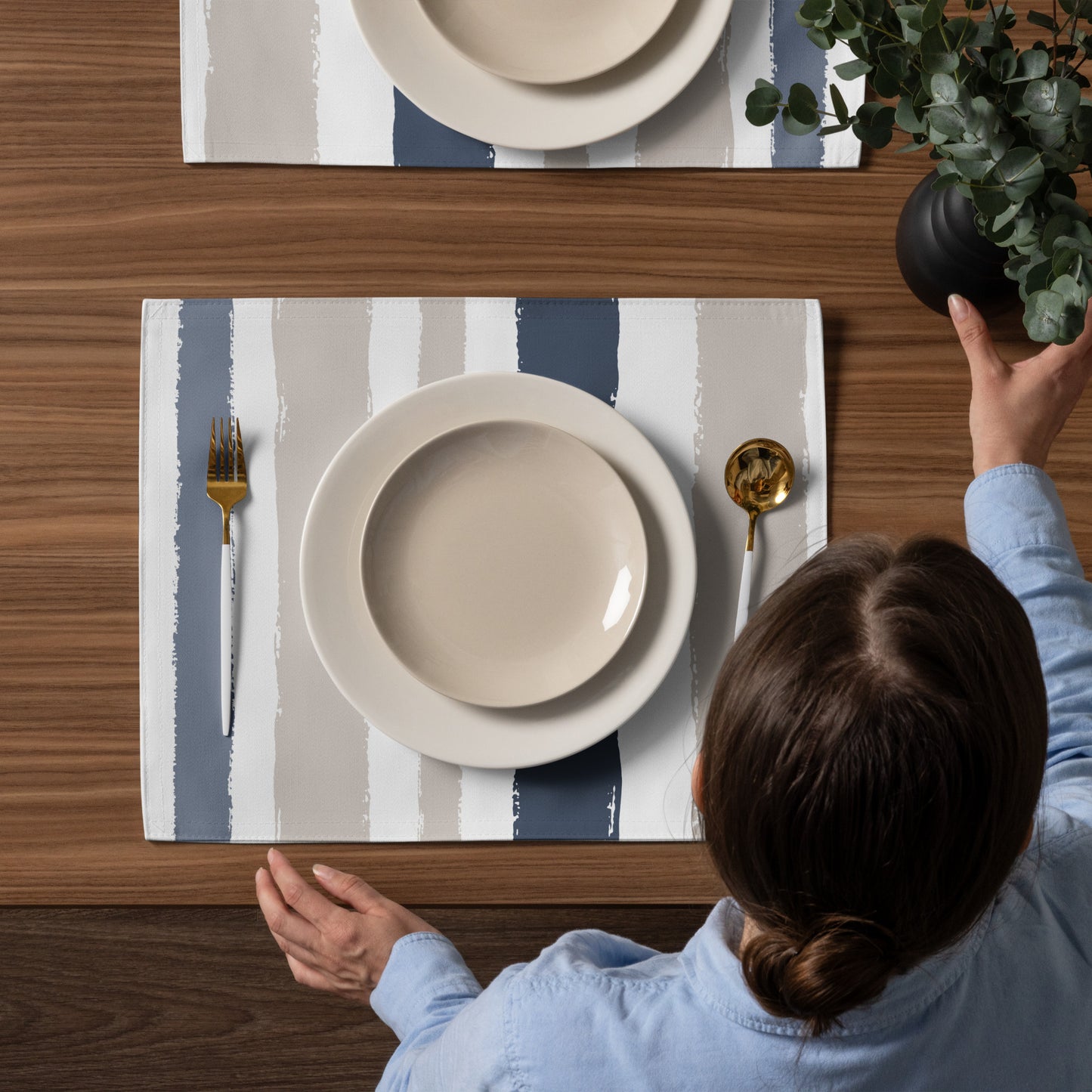Placemat Set with Hand-painted Brush Stroke Print | PSBS-1162