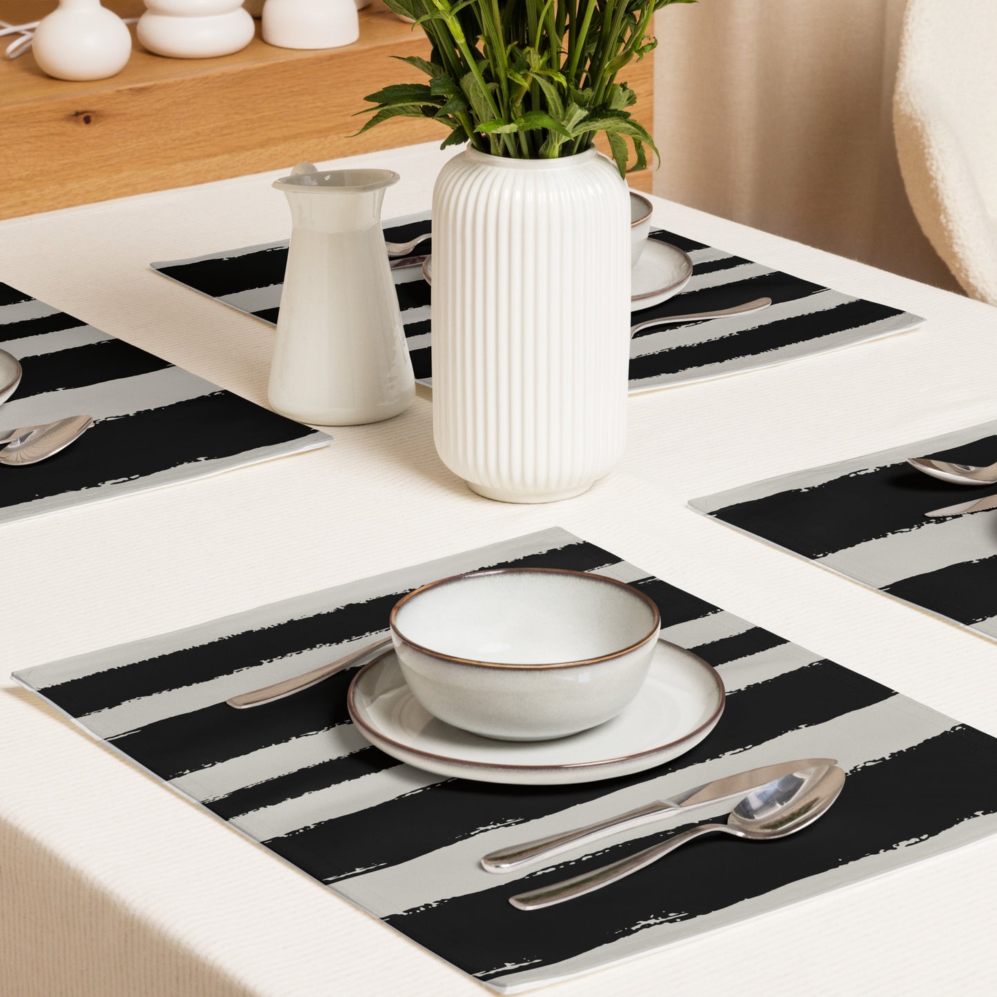 Placemat Set with Hand-painted Brush Stroke Print | PSBS-1192