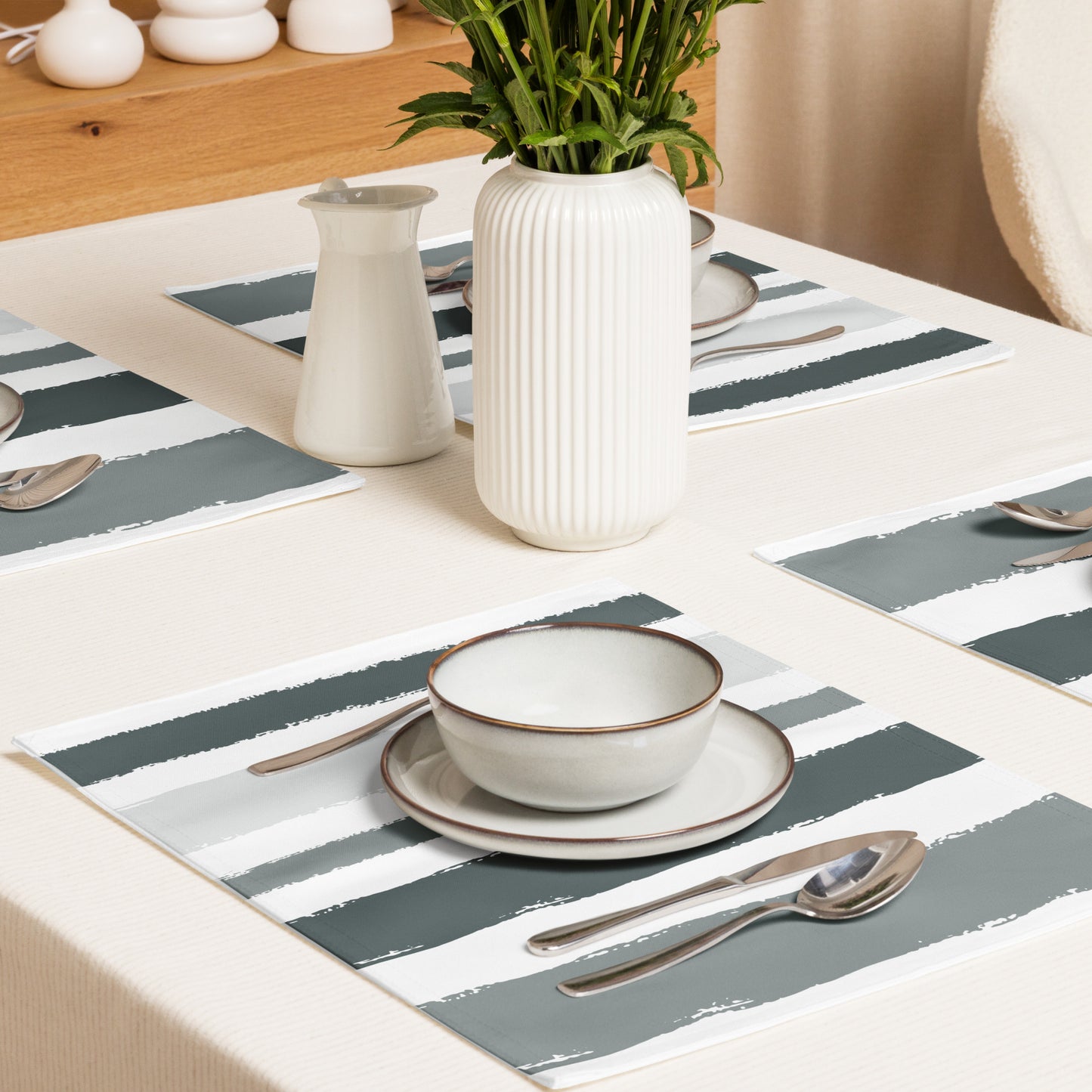Placemat Set with Hand-painted Brush Stroke Print | PSBS-1213
