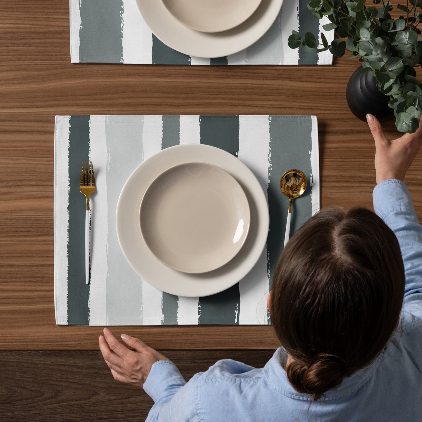 Placemat Set with Hand-painted Brush Stroke Print | PSBS-1213