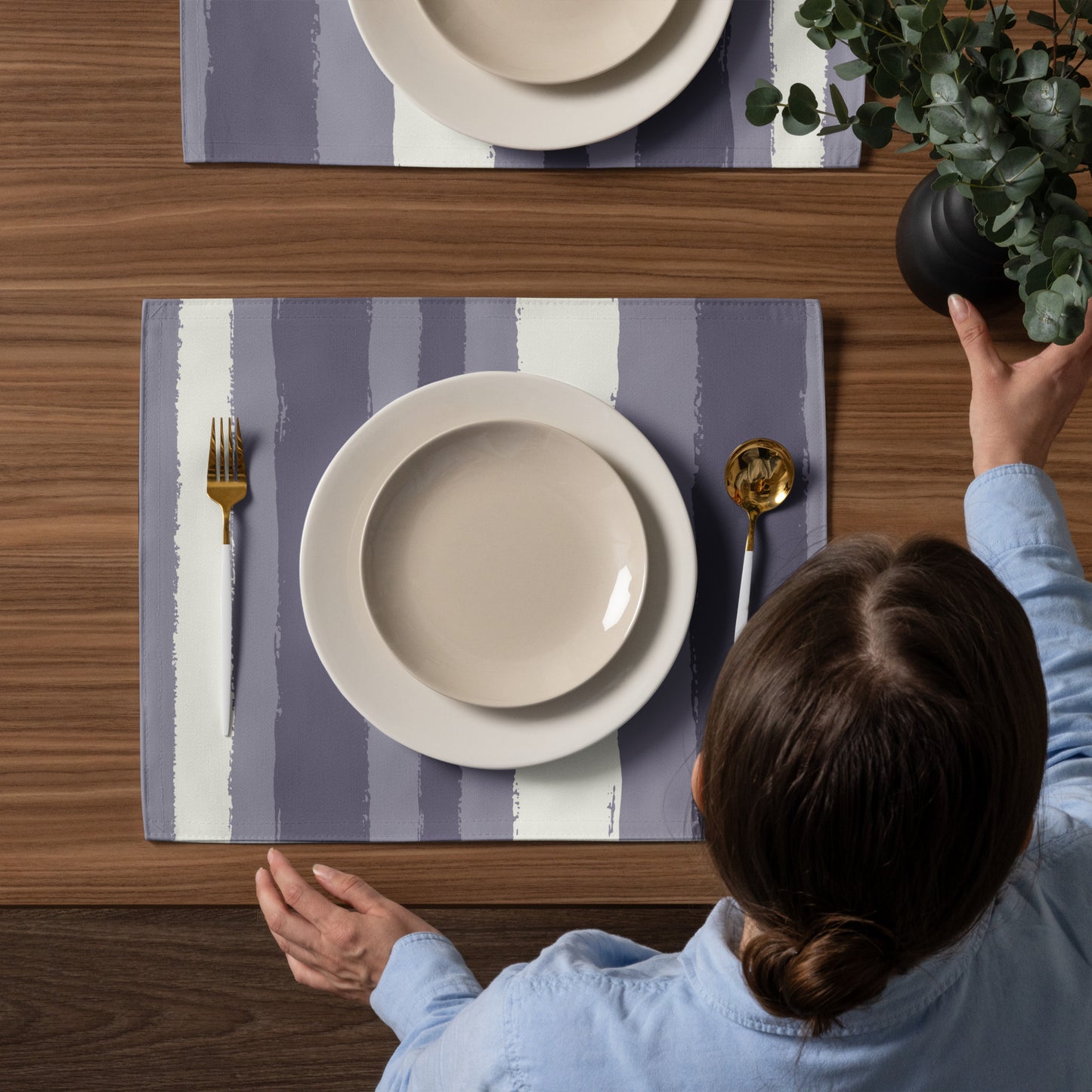 Placemat Set with Hand-painted Brush Stroke Print | PSBS-1262