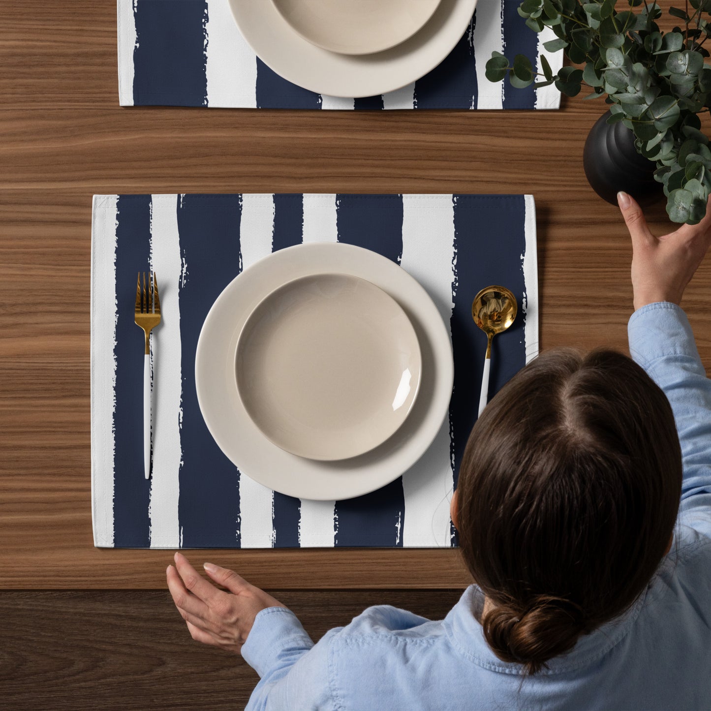 Placemat Set with Hand-painted Brush Stroke Print | PSBS-1271