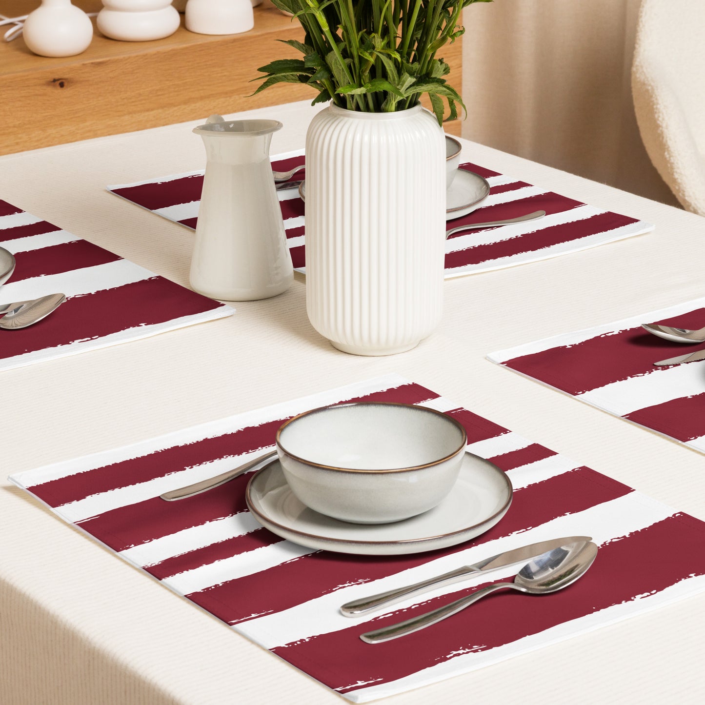 Placemat Set with Hand-painted Brush Stroke Print | PSBS-1281