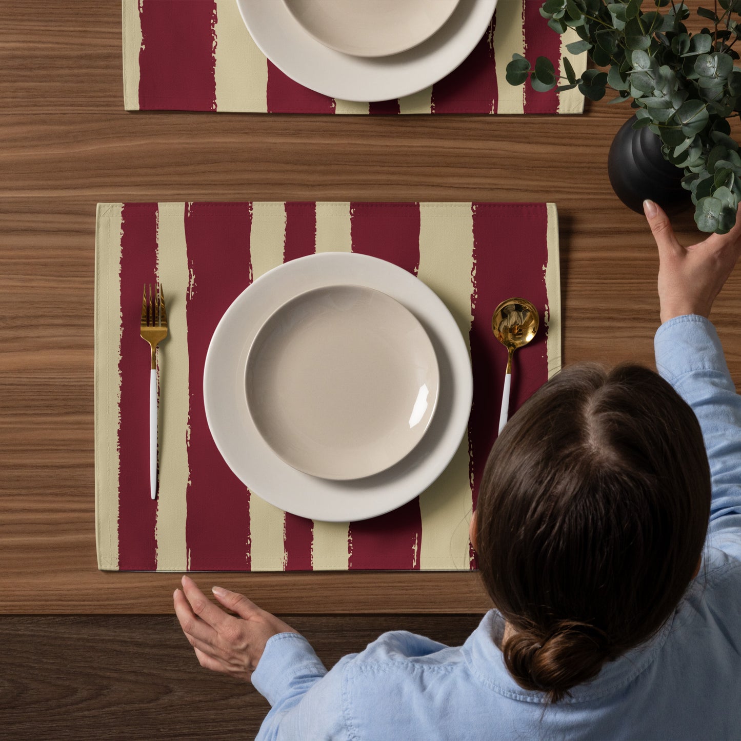 Placemat Set with Hand-painted Brush Stroke Print | PSBS-1284