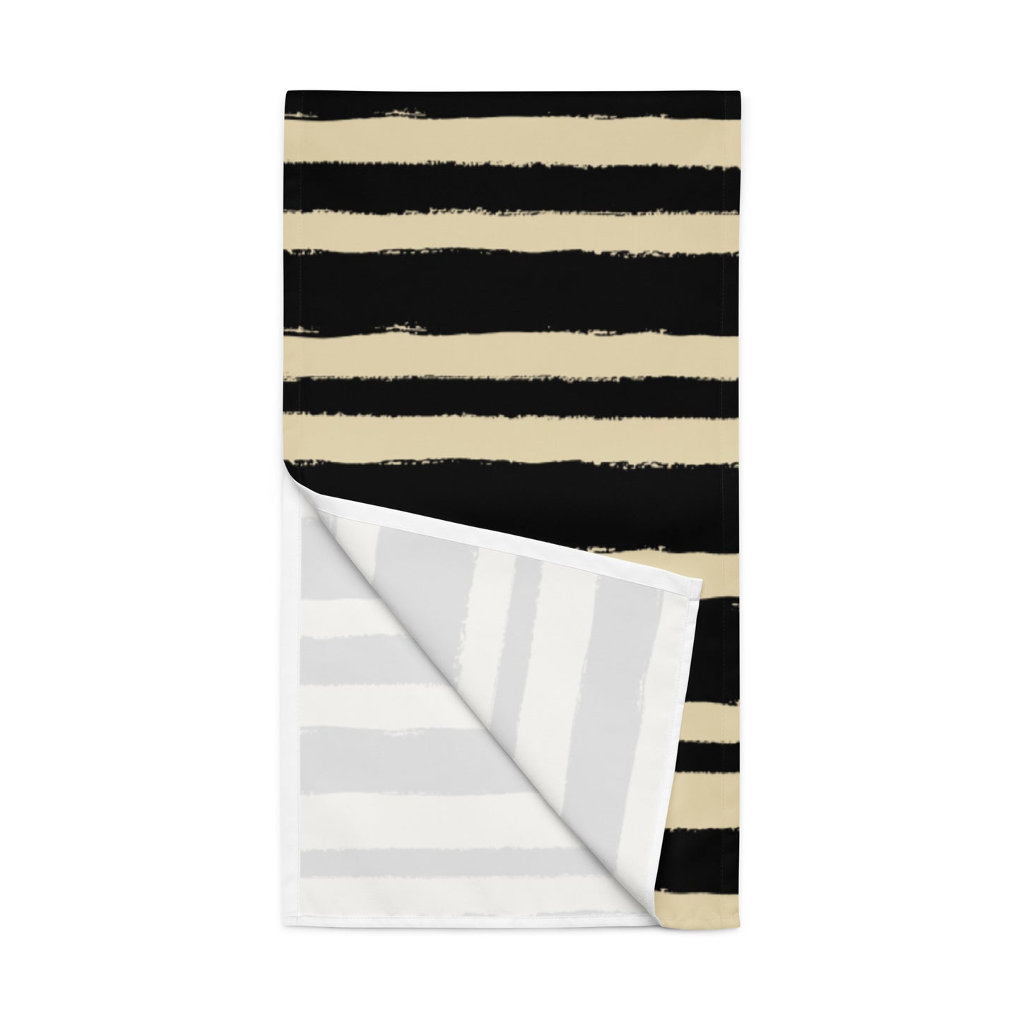 Black & Tan Polyester Table Runner with Hand-painted Brush Stroke Print #TRBS-1014